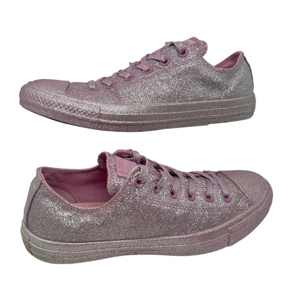 Converse Chuck Taylor All Star Low 'Pink Glitter' Sneakers Womens10 828:K.8.8 - Picture 2 of 13